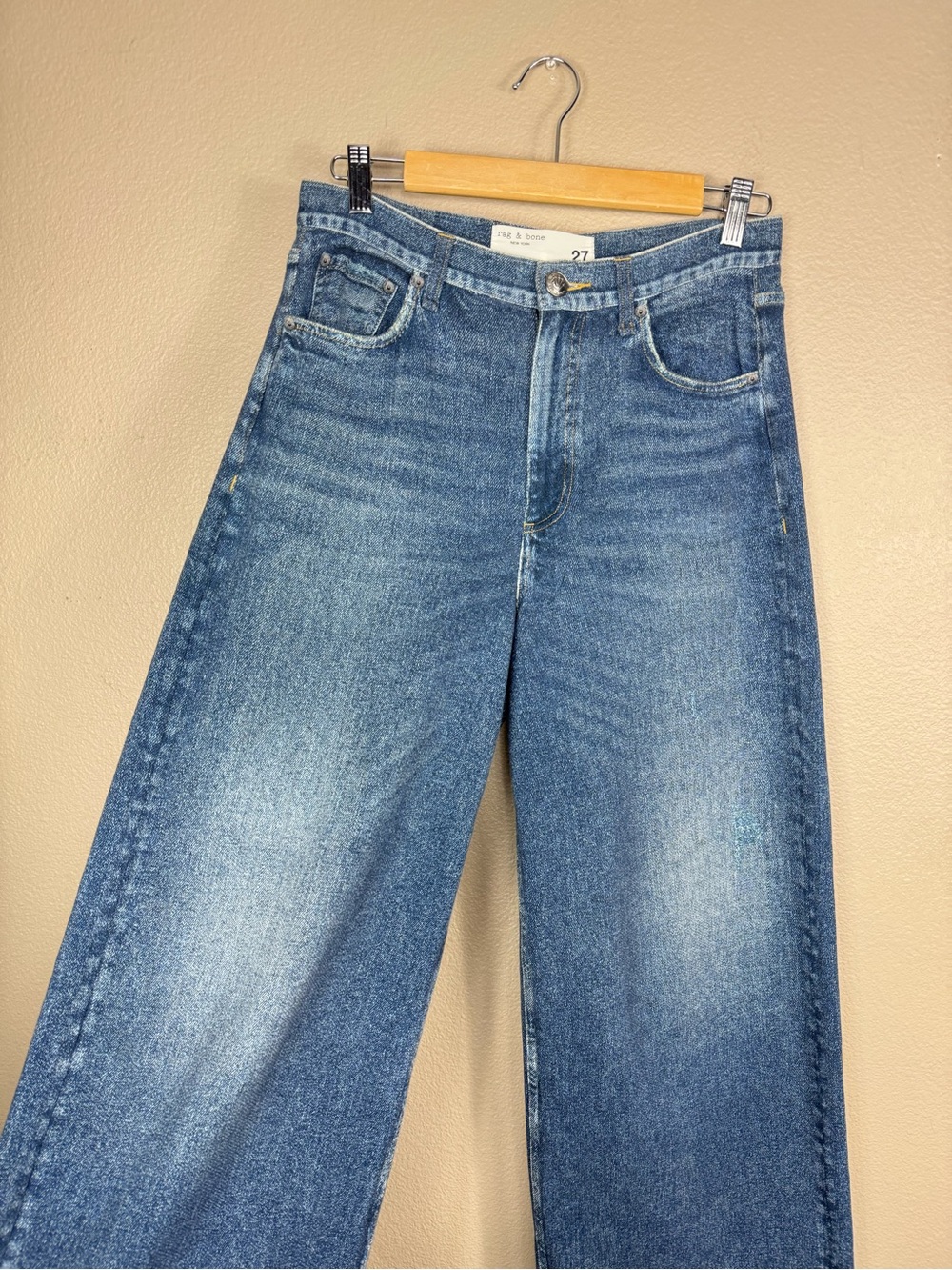 Rag & Bone Miramar Sofie Wide Leg Pant Cotton Jean High Waist Pant 27 A - Picture 4 of 12